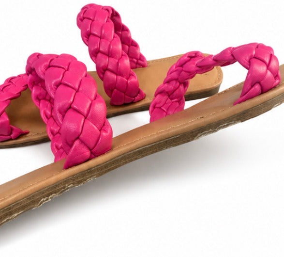 Size 11, hot pink, braided sandals