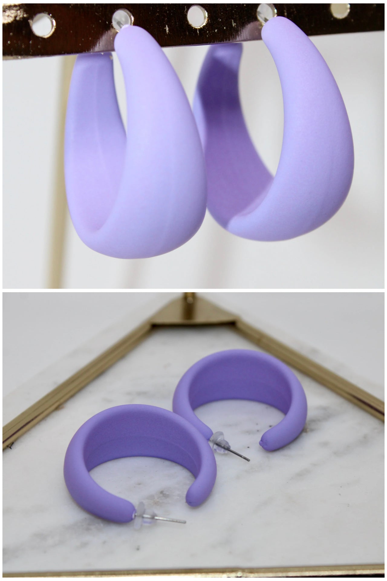 Purple Half Moon Shaped Earrings