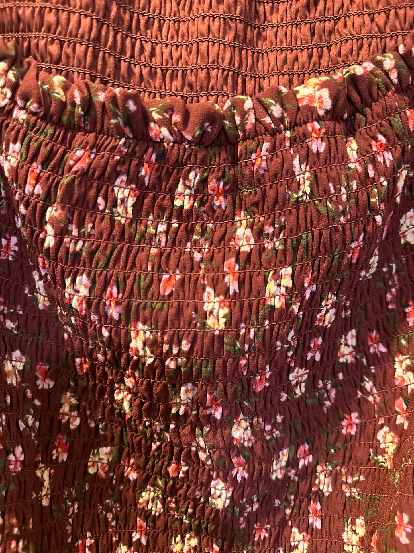 Size 4x (22) maroon floral cropped smocked top from Wild Fable.