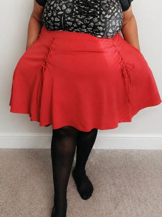 Size 5x (28) Hot Topic Red Lace-Up Skater Skirt