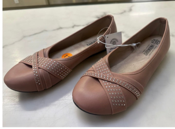 Size 11 pink rhinestone, ballet flats