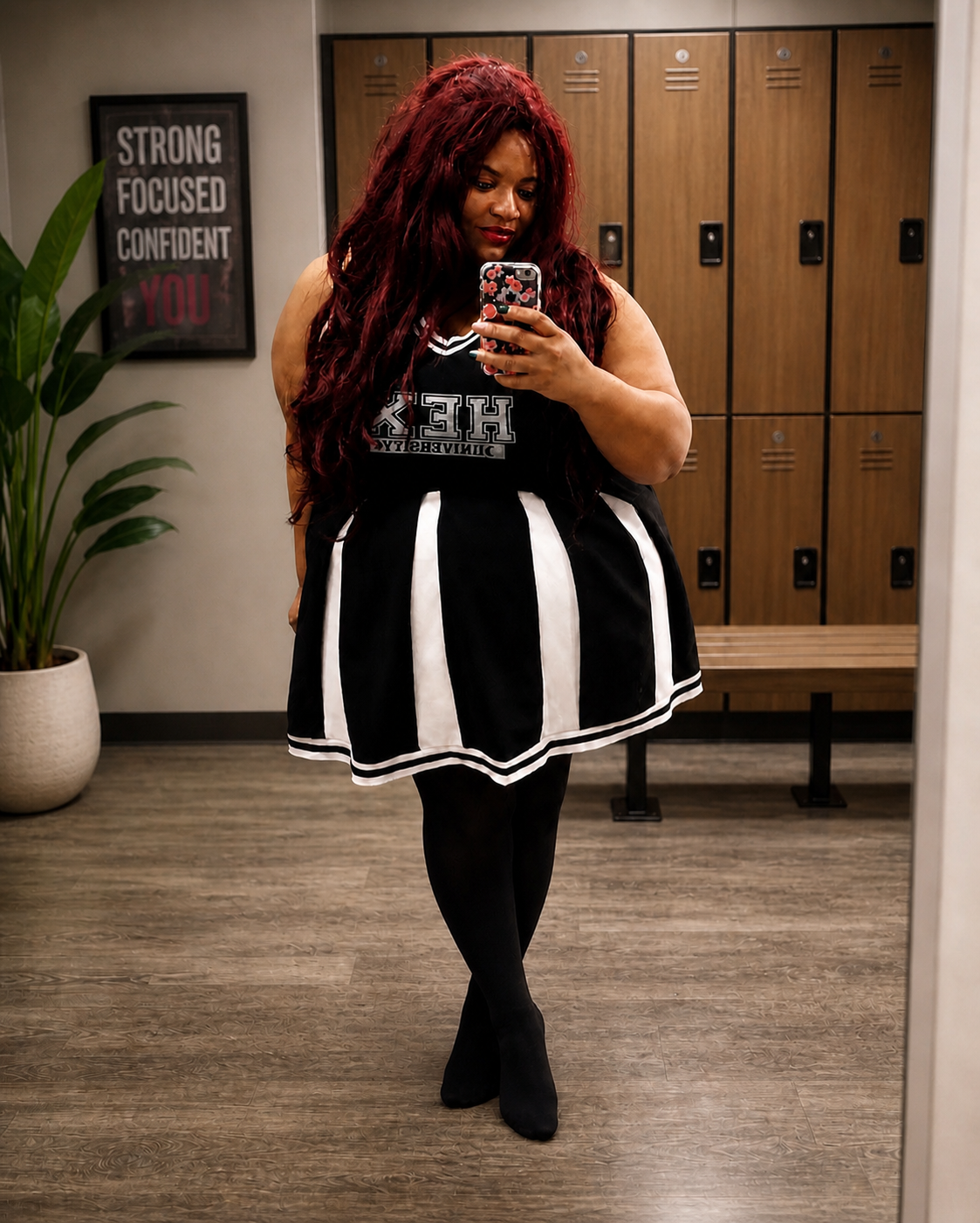 Size 5x Topic Black & White Hex University Cheer Dress