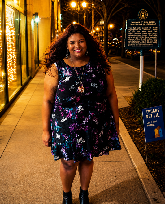 Size 26/28 Lane Bryant Black & Floral Lace Dress