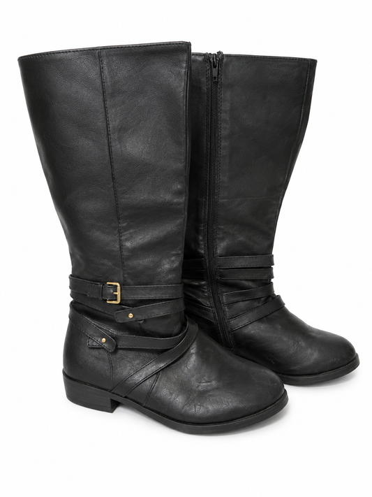 Size 11 wide knee-high black Rider boots