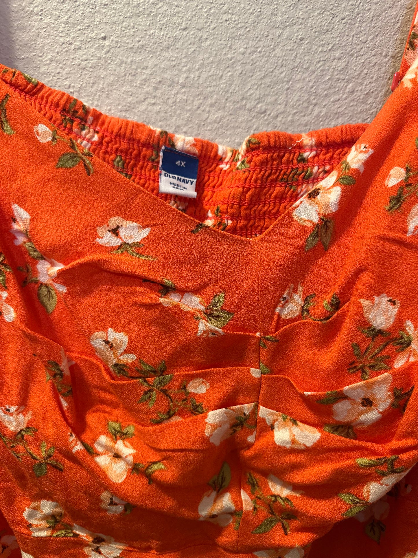 Size 4x (30) Old Navy Orange & Floral Fit and Flare Dress