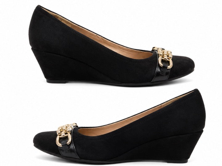 Size 11 Black Suede Wedges