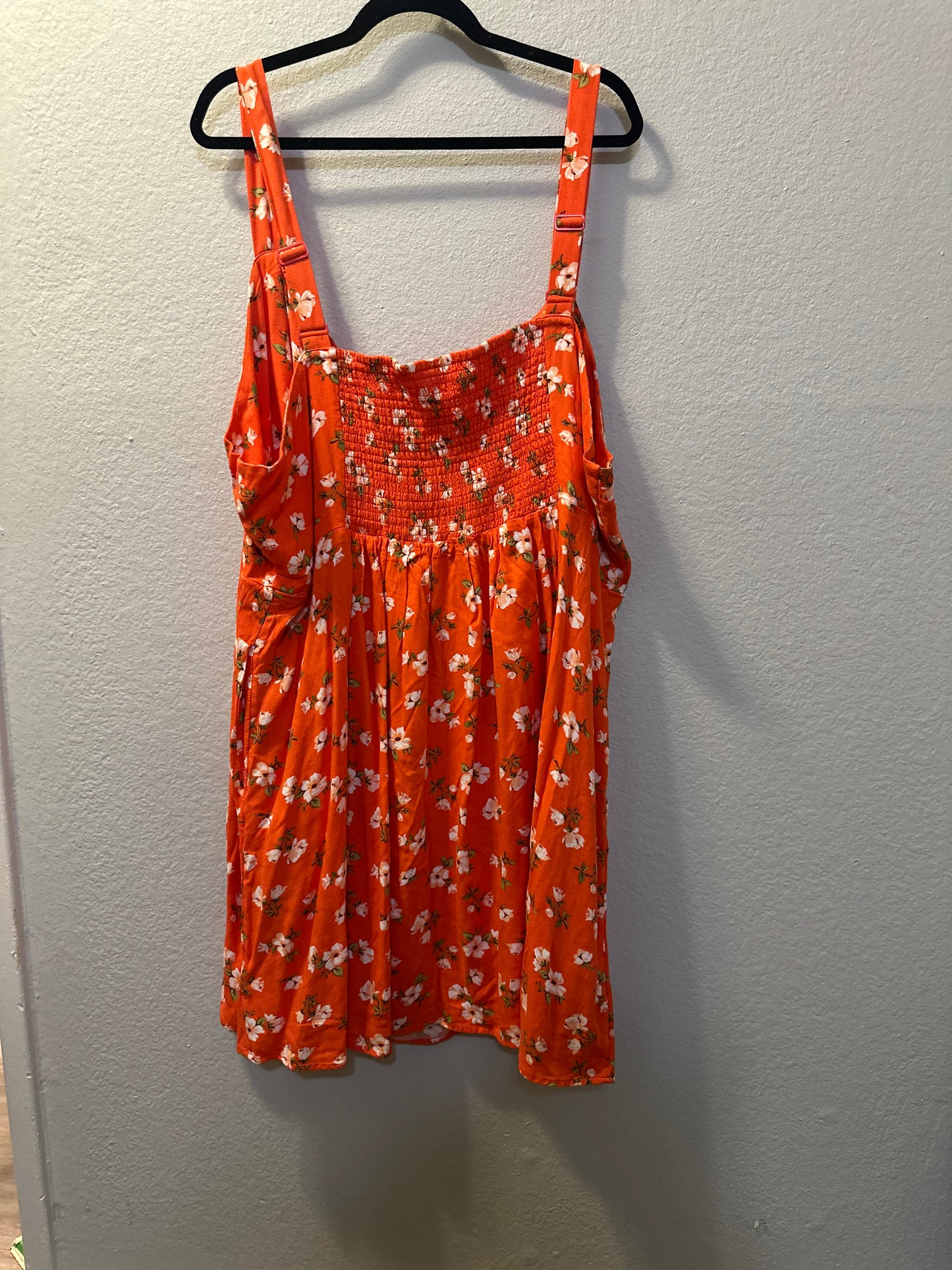 Size 4x (30) Old Navy Orange & Floral Fit and Flare Dress