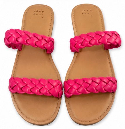Size 11, hot pink, braided sandals