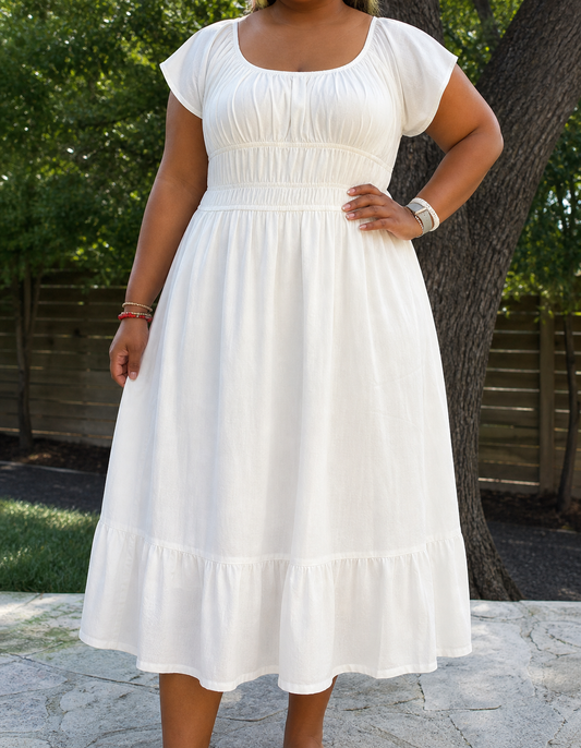 Size 4x White Cottage Core Style Maxi Dress