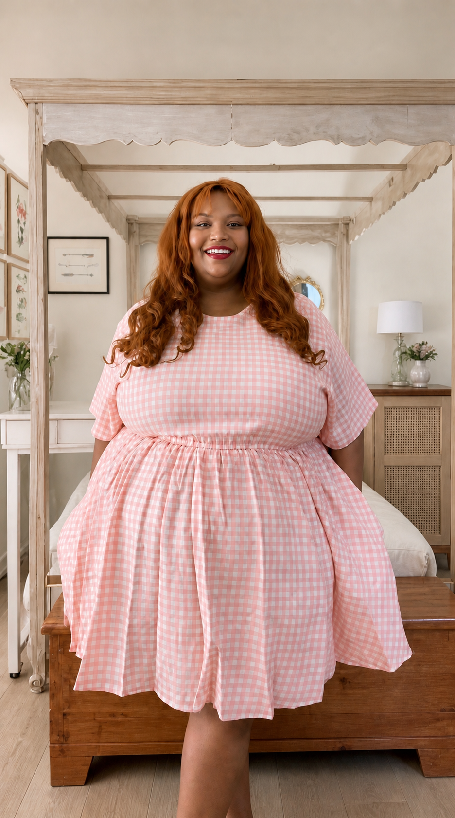 Size 4x Gingham Dress - Cherry Blossom by Shinny by Nature
