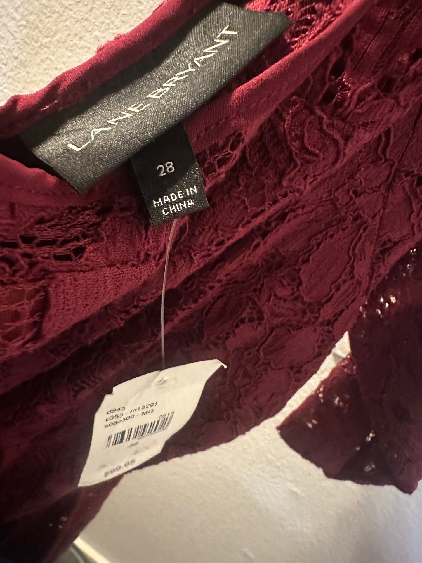 Size 5x (28) Lane Bryant Maroon Lace Dress