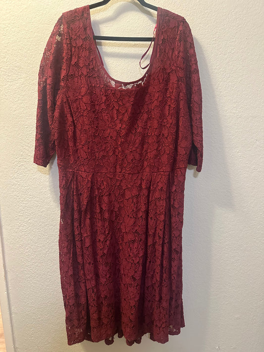 Size 5x (28) Lane Bryant Maroon Lace Dress