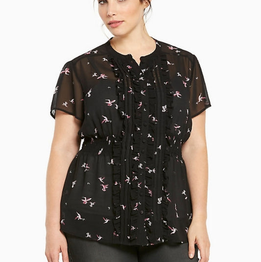Size 5x (28) Torrid Hummingbird Sheer Blouse