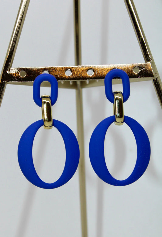 Blue & Gold Tier drop Earrings