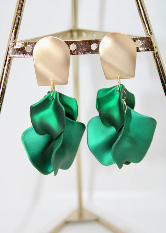 Green and Gold Dangling Earrings