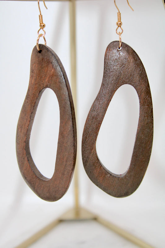 Wooden Brown Boho Earrings