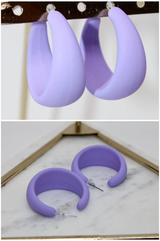 Purple Half Moon Shaped Earrings