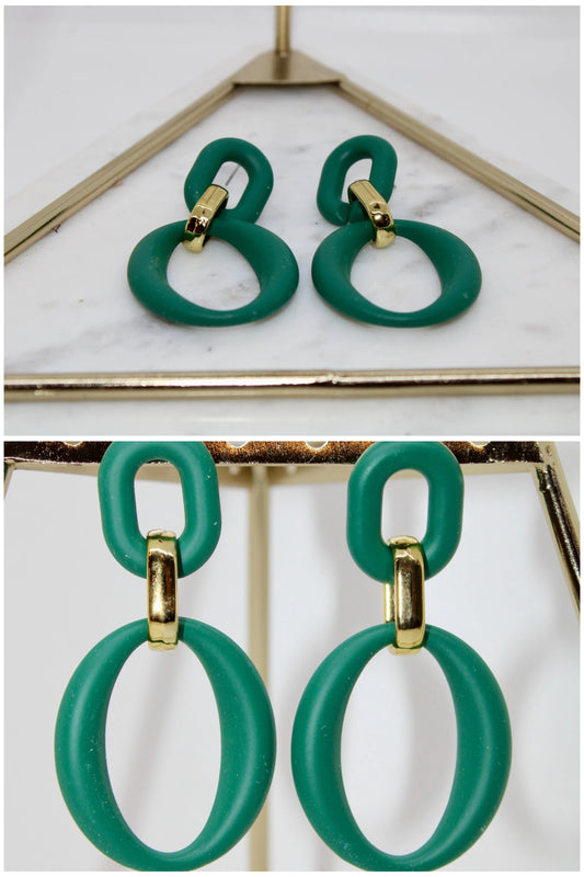 Green & Gold Tier Drop Earrings
