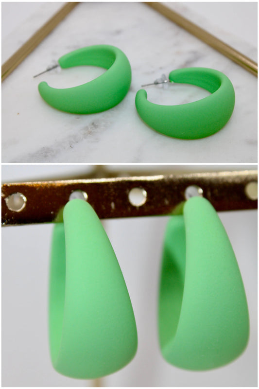 Lime Green Half Moon Earrings