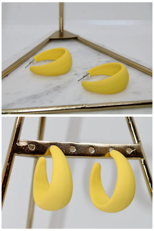 Yellow Half Moon Earrings