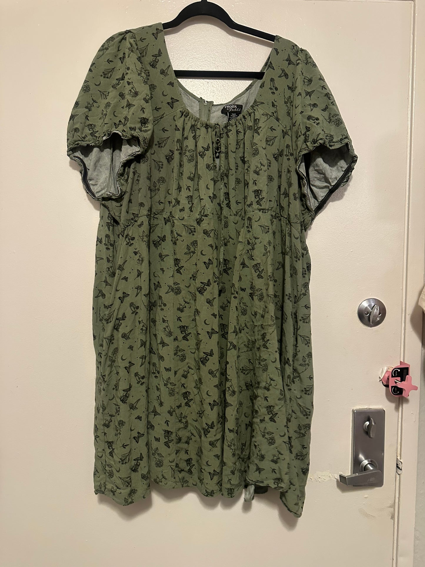 Size 5x Hot Topic Thorn & Fable Mushrooms & Butterflies Green Baby Doll Dress