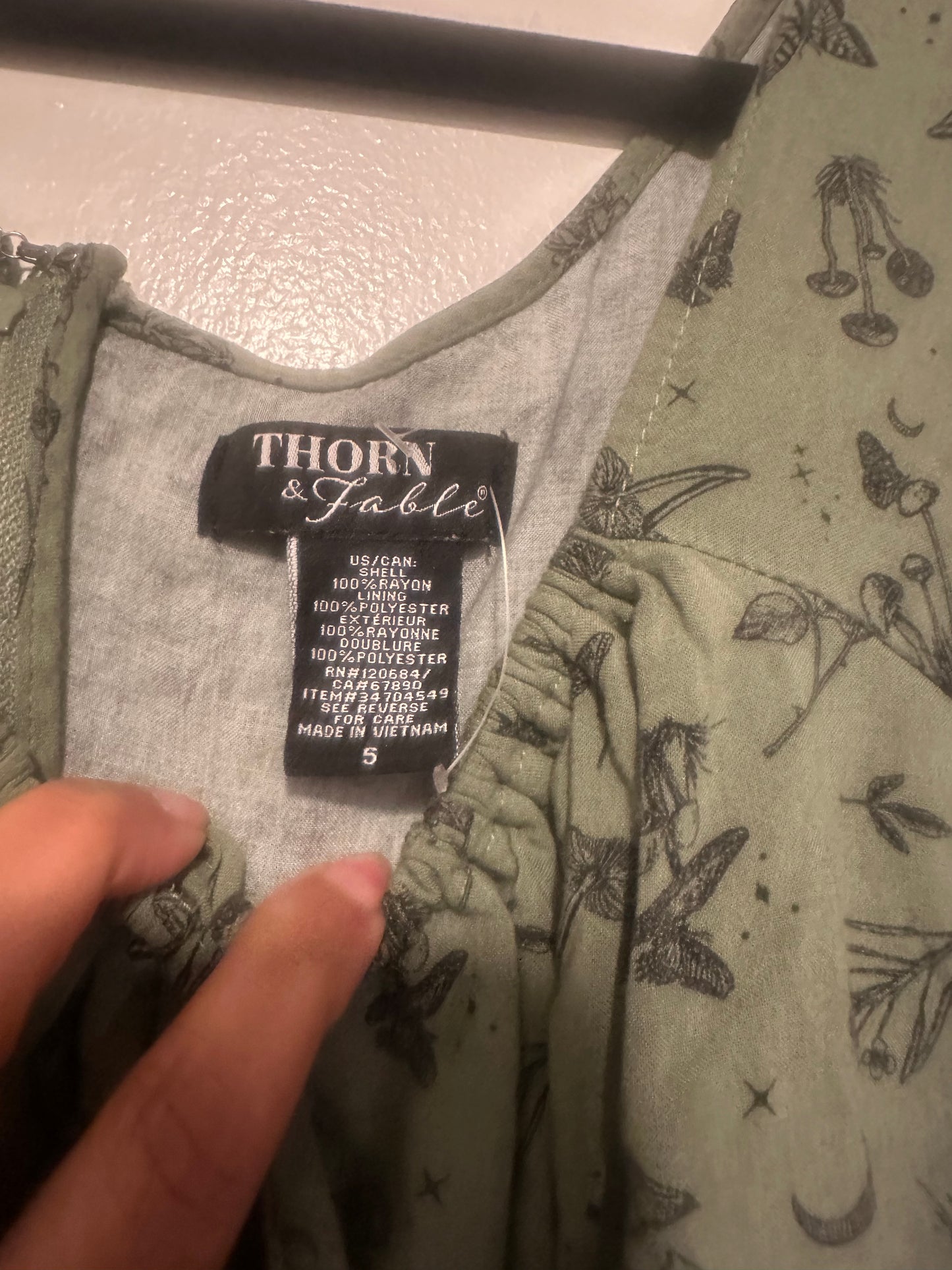 Size 5x Hot Topic Thorn & Fable Mushrooms & Butterflies Green Baby Doll Dress