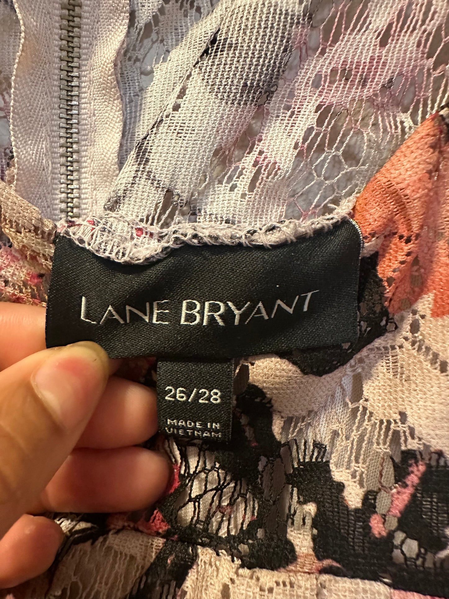Size 26/28 Lane Bryant Pink Floral Lace Dress