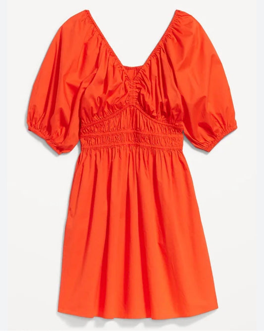 Size 4x (30) Old Navy Waist-Defined Puff-Sleeve Mini Dress