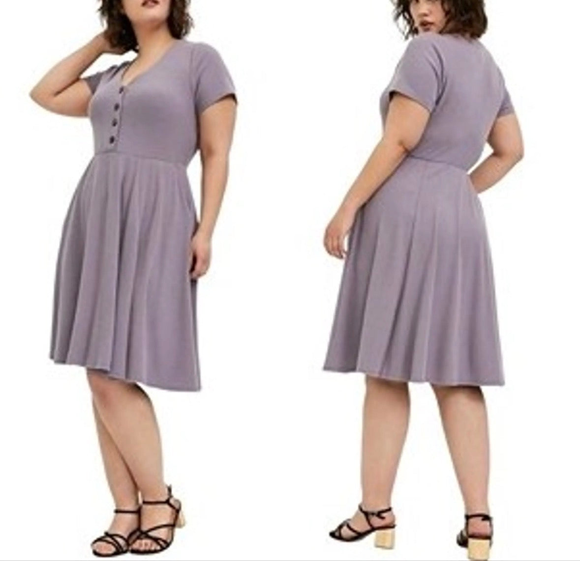 Size 4x (28) Torrid Purple Ribbed Button Down Skater Dress.