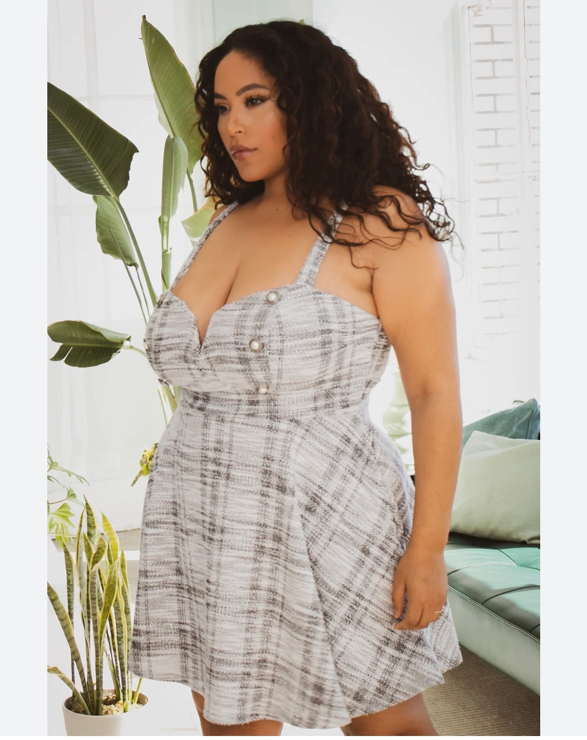 Size 4x Curvy Sense ALIZEE PEARL BUTTON FLARE DRESS- BLACK