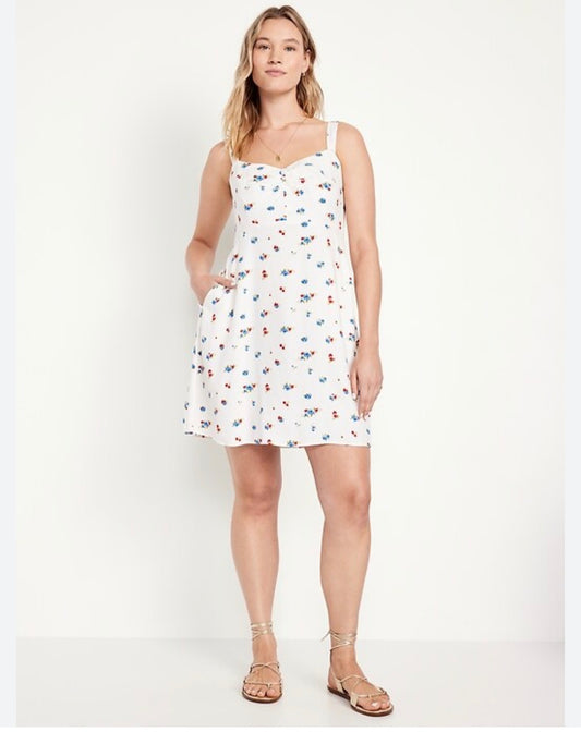 Size 4x (30) White & Floral Old Navy Fit & Flare Dress