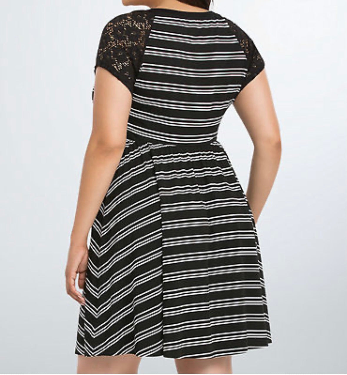Size 5x (28) Torrid black and white striped skater dress