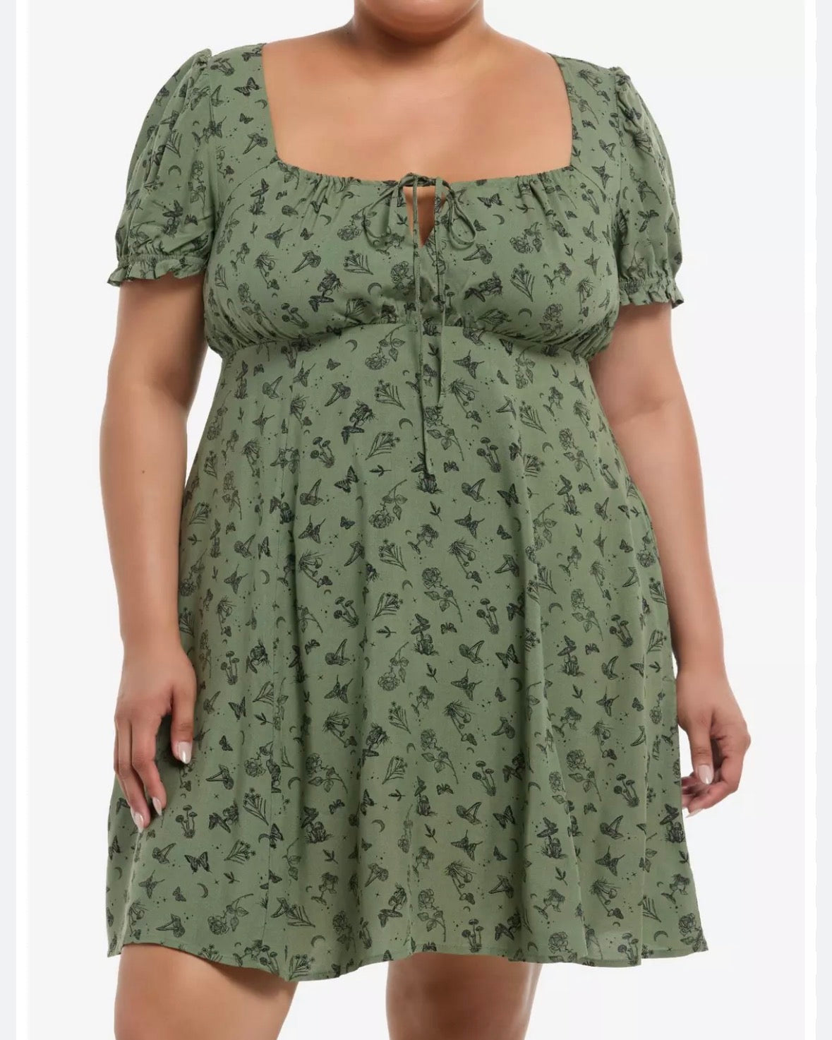 Size 5x Hot Topic Thorn & Fable Mushrooms & Butterflies Green Baby Doll Dress