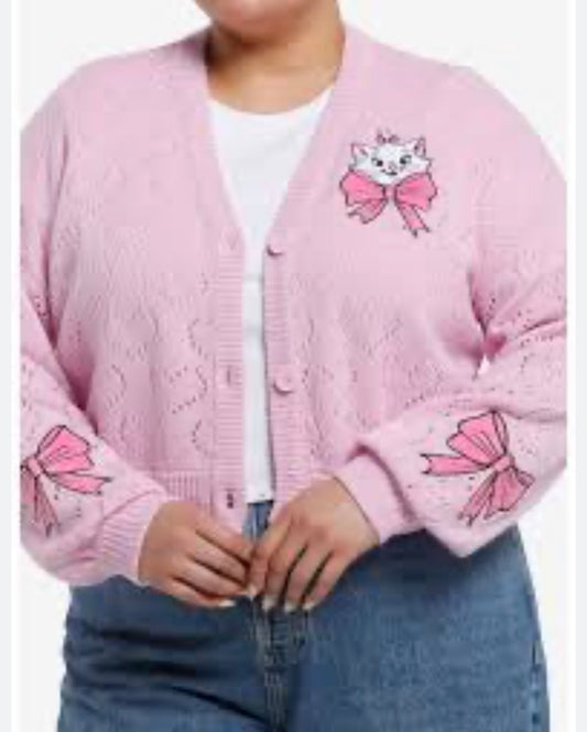 Size 5x (28) Disney The Aristocats Marie heart stitch plus size crop cardigan