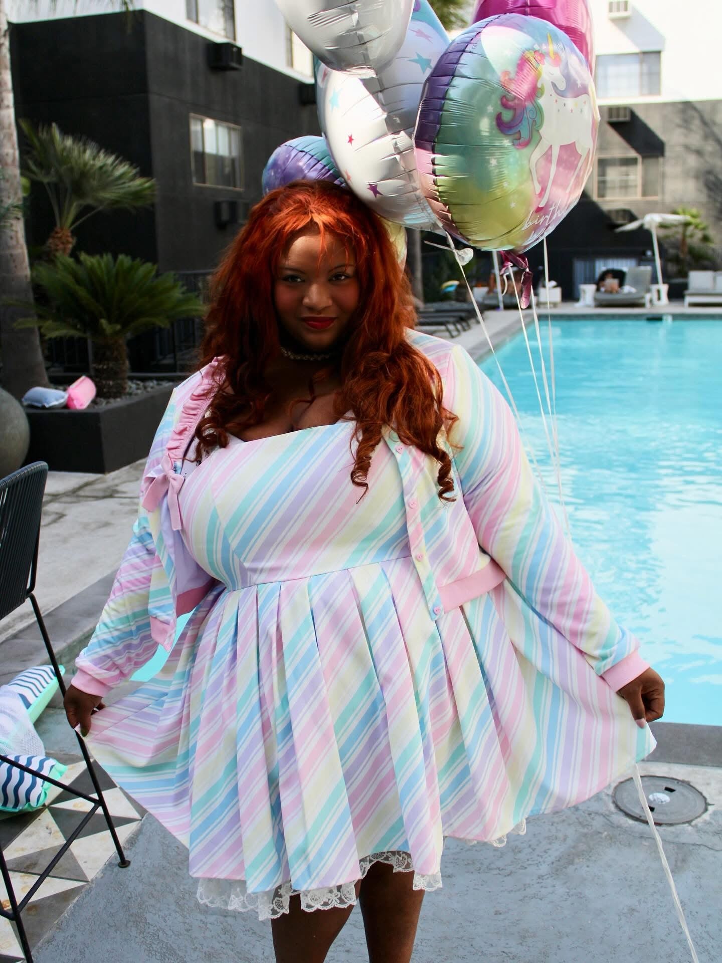 Size 5x My Violet Candy Stripe Party Dress