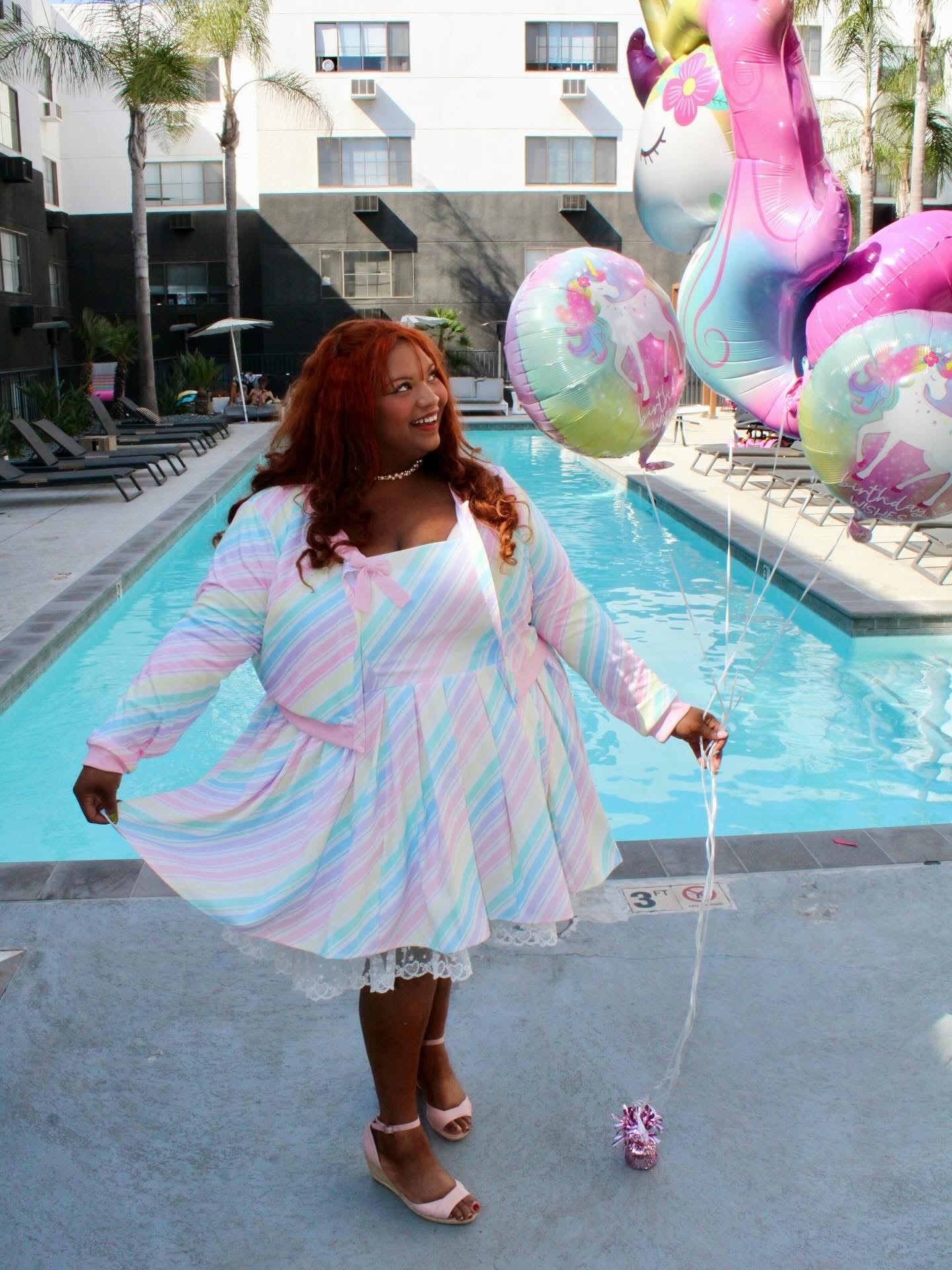 Size 5x My Violet Candy Stripe Party Dress