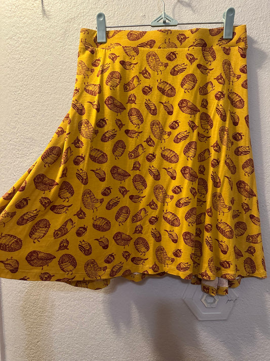 Size 4x (26) Mod Cloth Yellow Owl Skirt