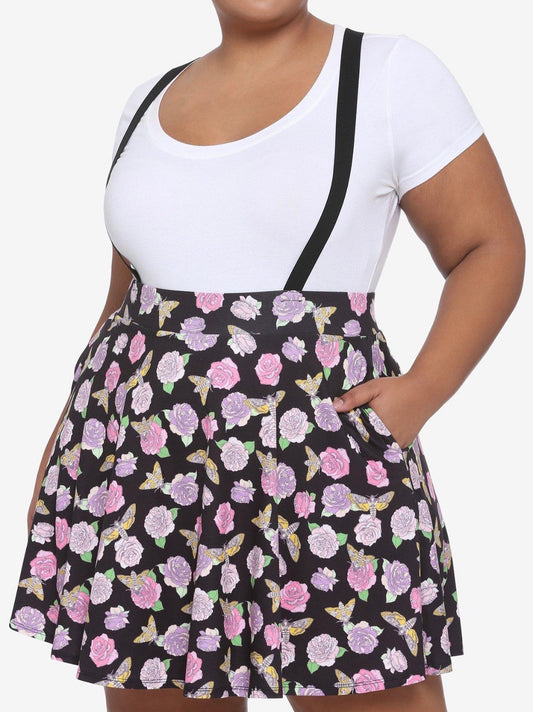 Size 5x (28) Hot Topic Pastel Roses & Moths Suspender Circle Skirt
Plus Size