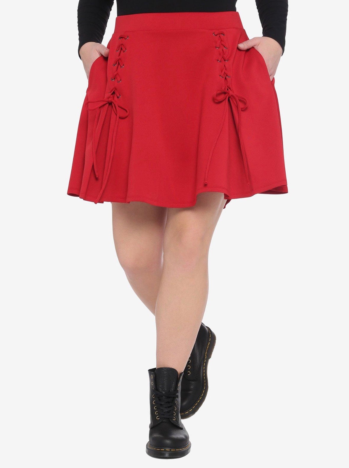 Size 5x (28) Hot Topic Red Lace-Up Skater Skirt
