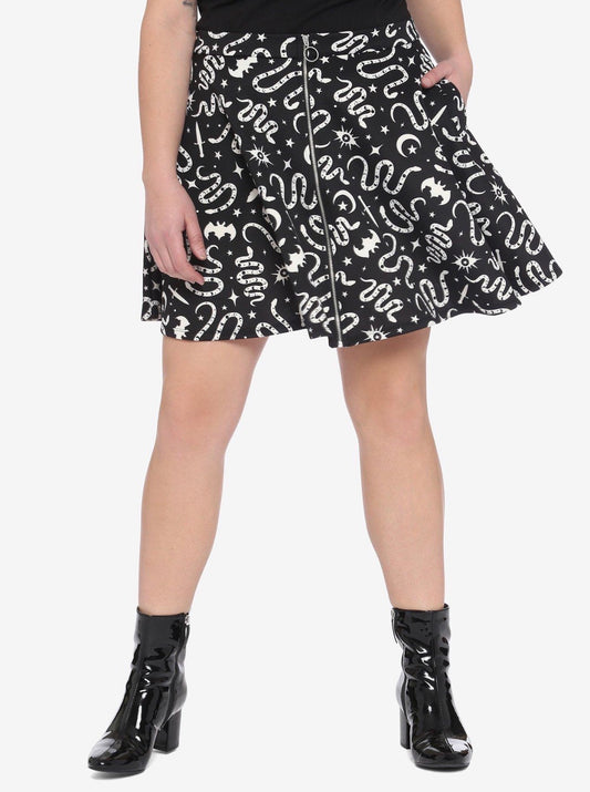 Size 5x (28) Hot Topic Snake Occult O-Ring Skater Skirt Plus Size