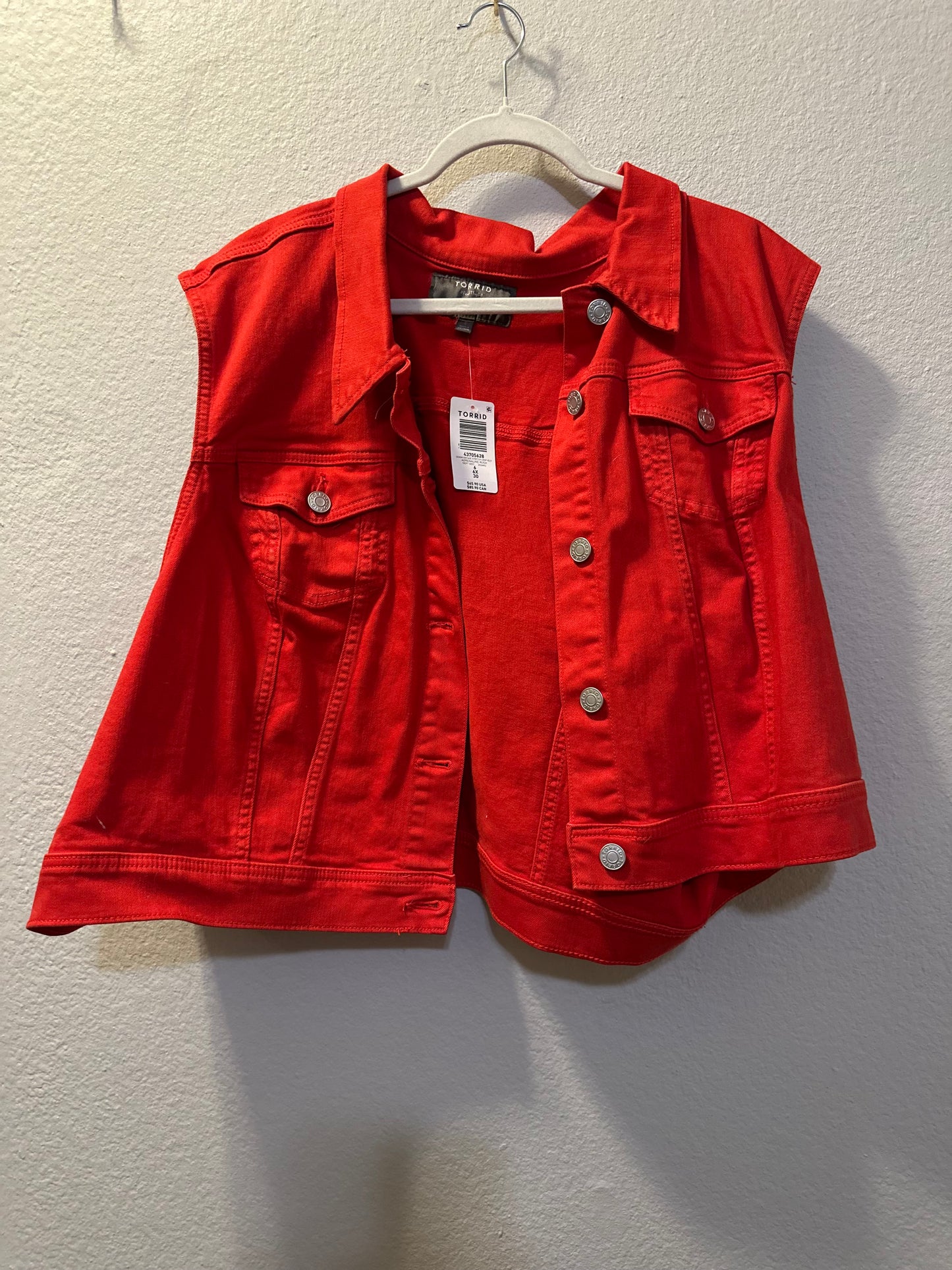 Size 6x (30) Red Denim vest from Tourette