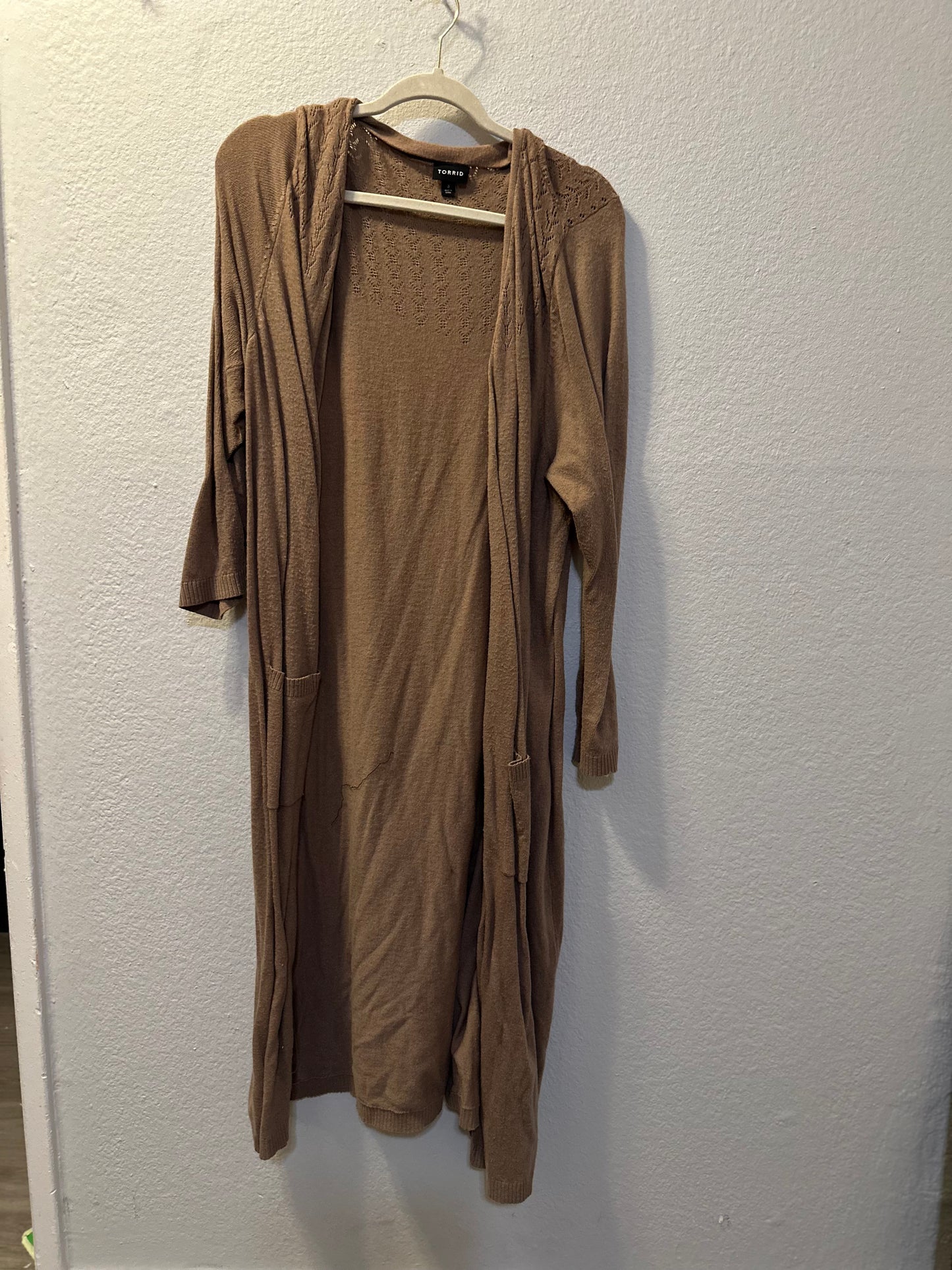 Size 3x (24) Torrid Long Tan Cardigan