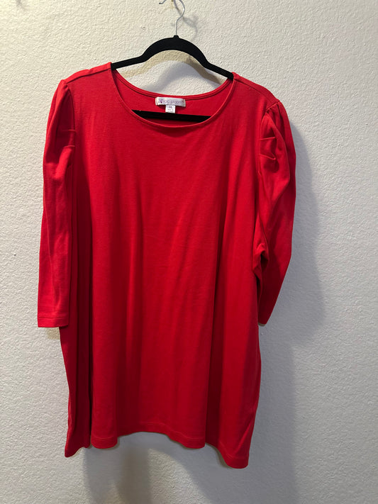 Size 4x (26) Red Baby Doll Top By Lilac Bloom ￼