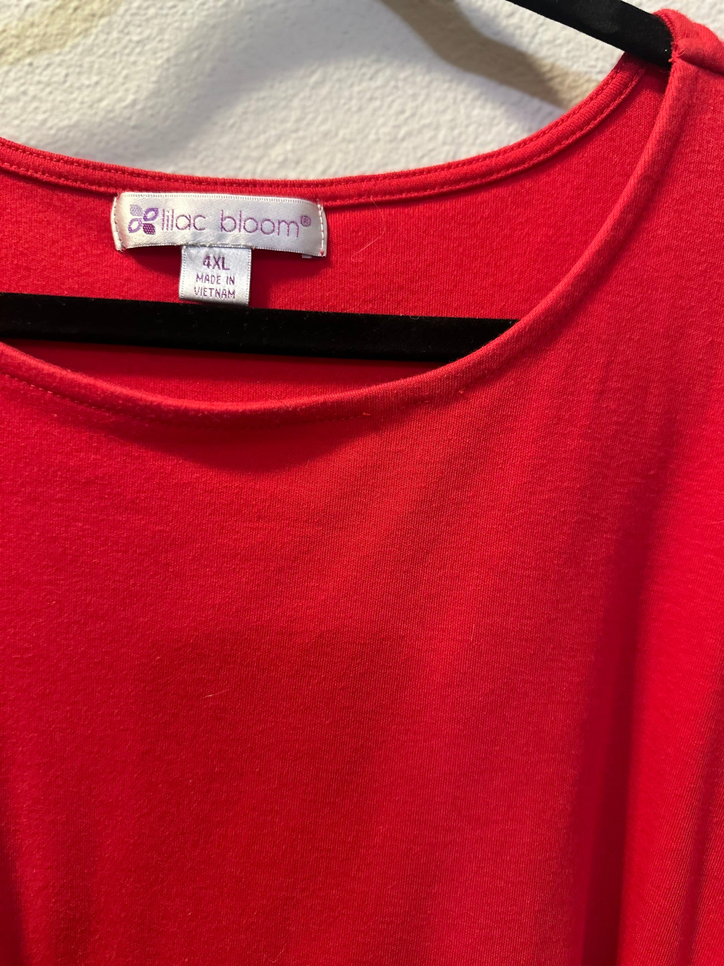 Size 4x (26) Red Baby Doll Top By Lilac Bloom ￼