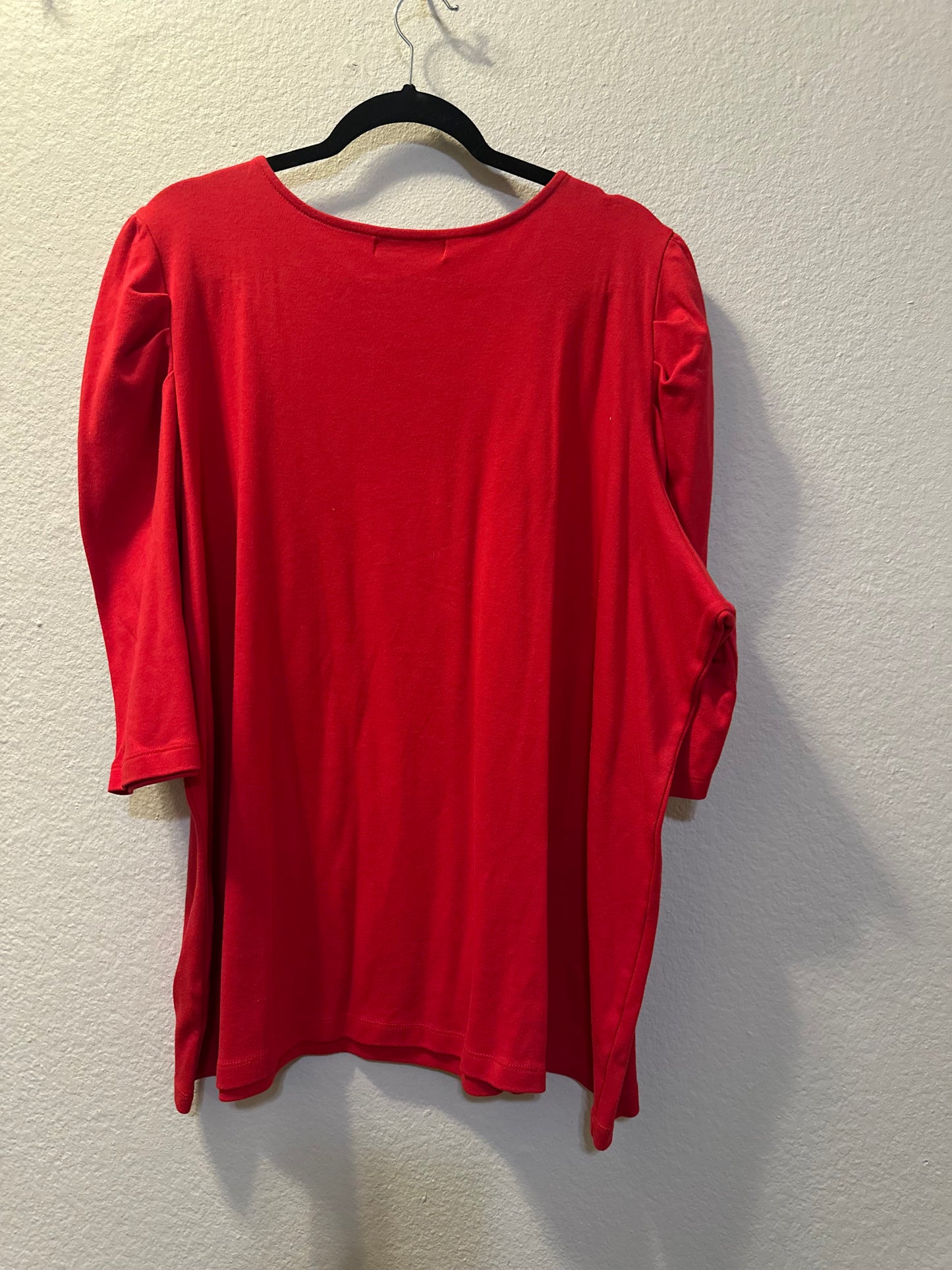 Size 4x (26) Red Baby Doll Top By Lilac Bloom ￼