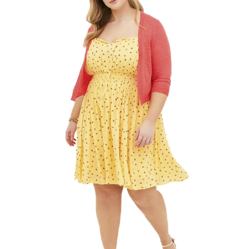 Size 5x (28) torrid Mini Gauze Smocked Waist Dress Strawberries