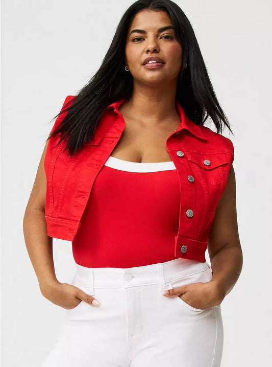 Size 6x (30) Red Denim vest from Tourette
