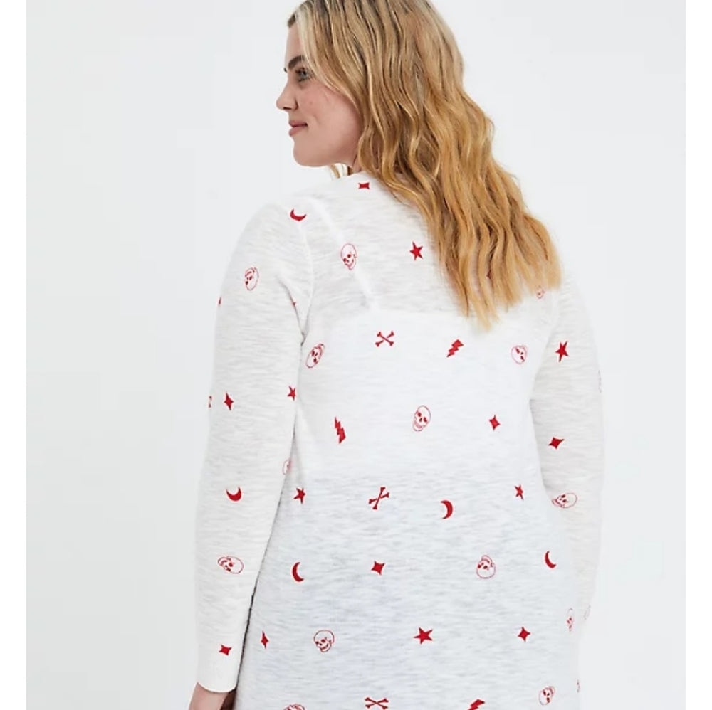 Size 6x (30) Torrid White & Red Skull Cardigan