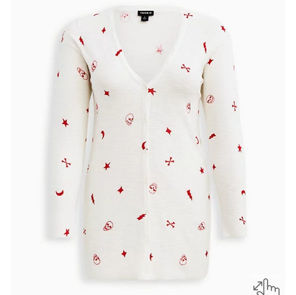 Size 6x (30) Torrid White & Red Skull Cardigan