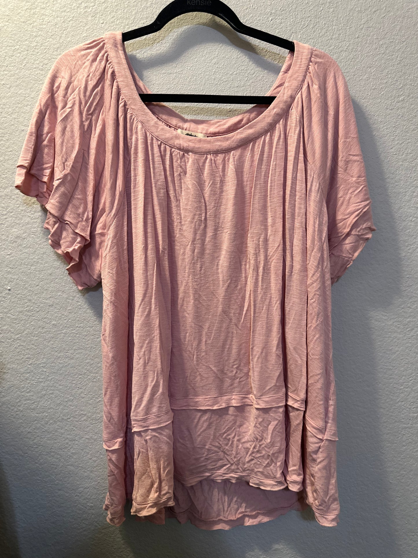 Size 3x (24) pink baby doll ruffle blouse
